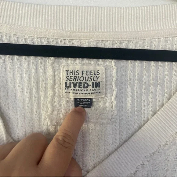 American Eagle AE Big Hug Oversized Waffle V Neck Pullover XL - Picture 4 of 4